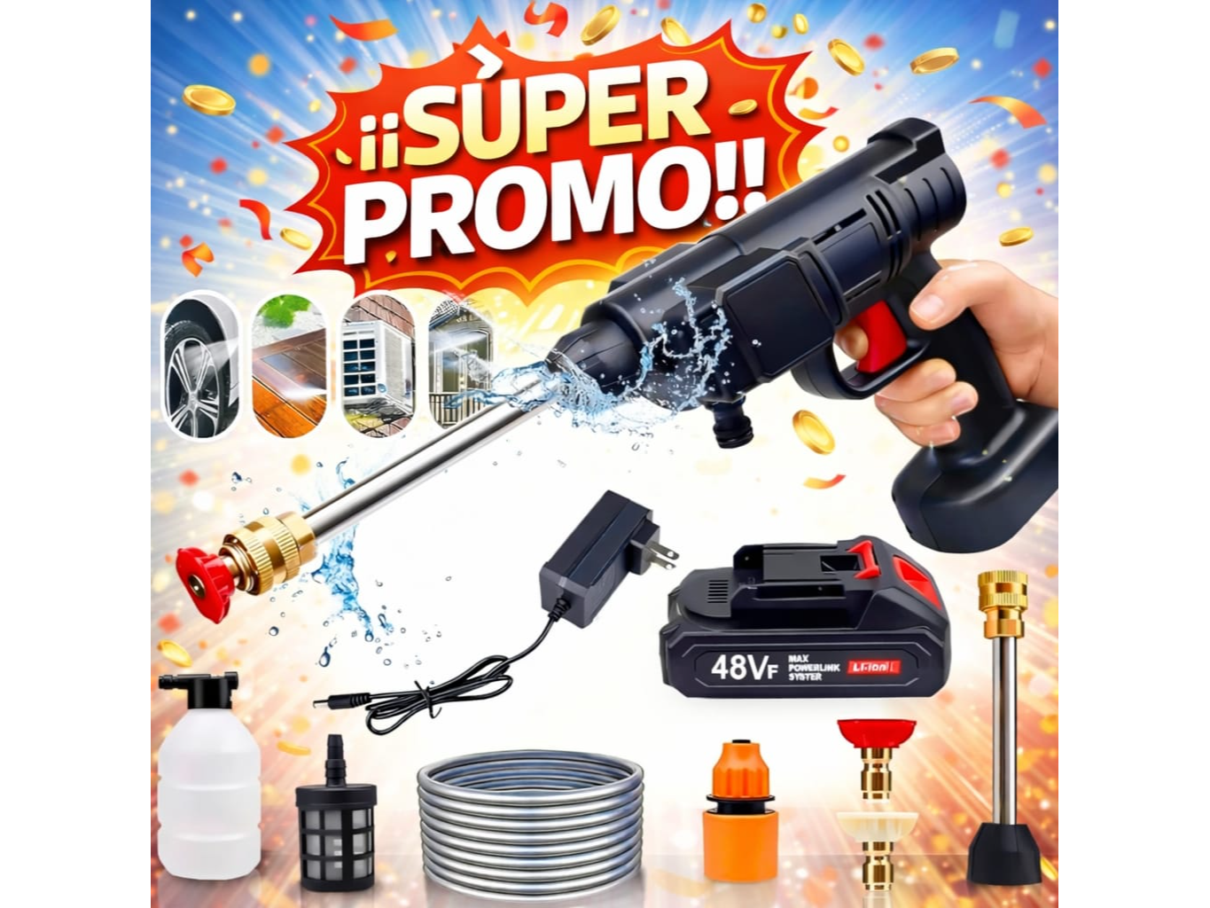 HIDROLAVADORA INALÁMBRICA 48V – ALTA PRESIÓN