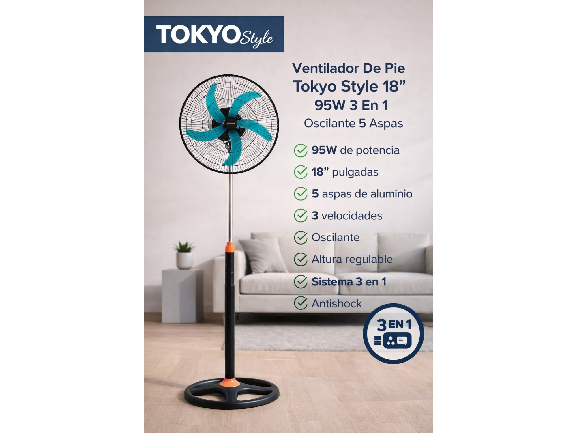 Ventilador Tokyo 18'' 3 en 1