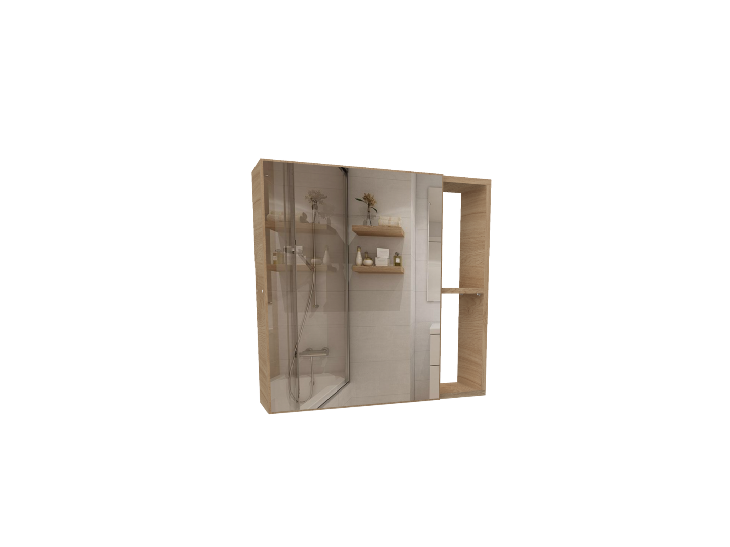 Alacena para baño 0.60 con espejo Roble Kendal Natural