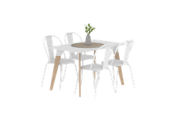 Mesa Oslo Blanca 1.20 Mts + 4u Sillas Madison/Brooklyn Blancas