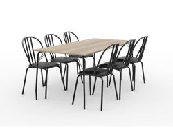 Mesa Brooklyn 0.85 Mts + 6u Sillas Brooklyn/Madison Negras