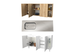 Combo Lux Bacha Lateral 1.40 Mts Blanco con Roble Kendal