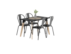 Mesa Oslo Negra 1.20 Mts + 4u Sillas Madison/Brooklyn Negras