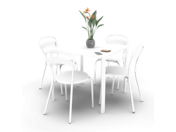 Mesa Milano Blanca 0.85 Mts + 4u Sillas Milano Blancas