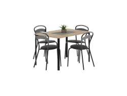 Mesa Milano Roble Bardolino 1.30 Mts + 4u Sillas Milano Negras
