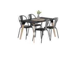 Mesa Oslo Negra 1.40 Mts + 4u Sillas Madison/Brooklyn Negras
