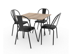 Mesa Brooklyn 0.85 Mts + 4u Sillas Brooklyn/Madison Negras