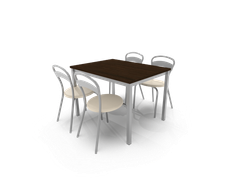 Mesa Canto Wengue 1.10 Mts + 4u Sillas Milano Blancas