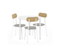 Mesa Redonda Milano Blanca 0.90 Mts + 3u Sillas Bolonia Blancas