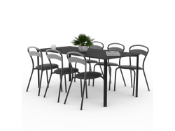 Mesa Milano Negra 1.30 Mts + 6u Sillas Milano Negras