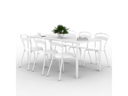 Mesa Milano Blanca 1.30 Mts + 6u Sillas Milano Blancas