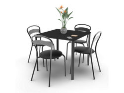 Mesa Milano Negra 0.85 Mts + 4u Sillas Milano Negras