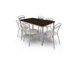 Mesa Canto Wengue 1.40 Mts + 6u Sillas Milano Blancas