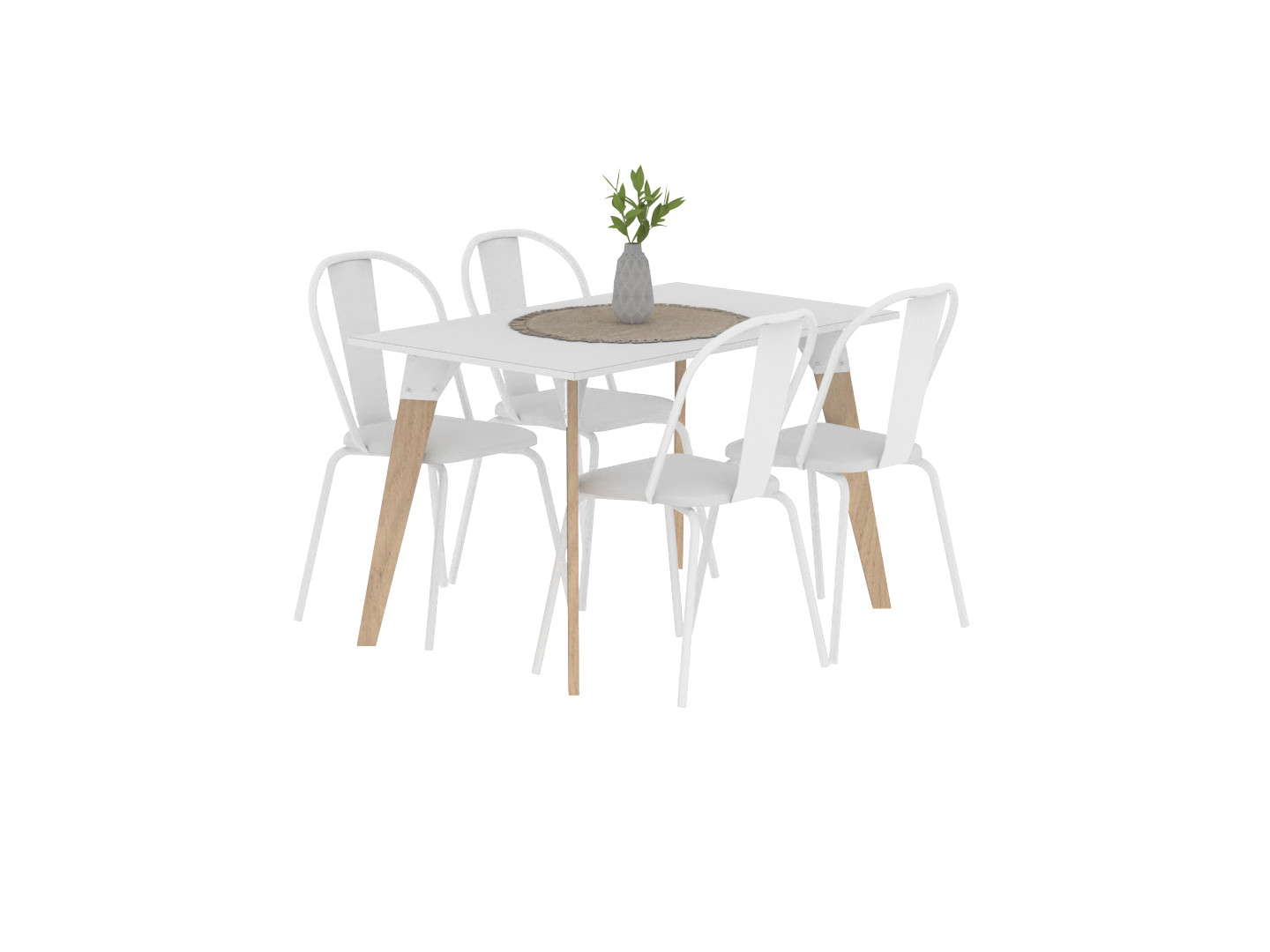 Mesa Oslo Blanca 1.20 Mts + 4u Sillas Madison/Brooklyn Blancas
