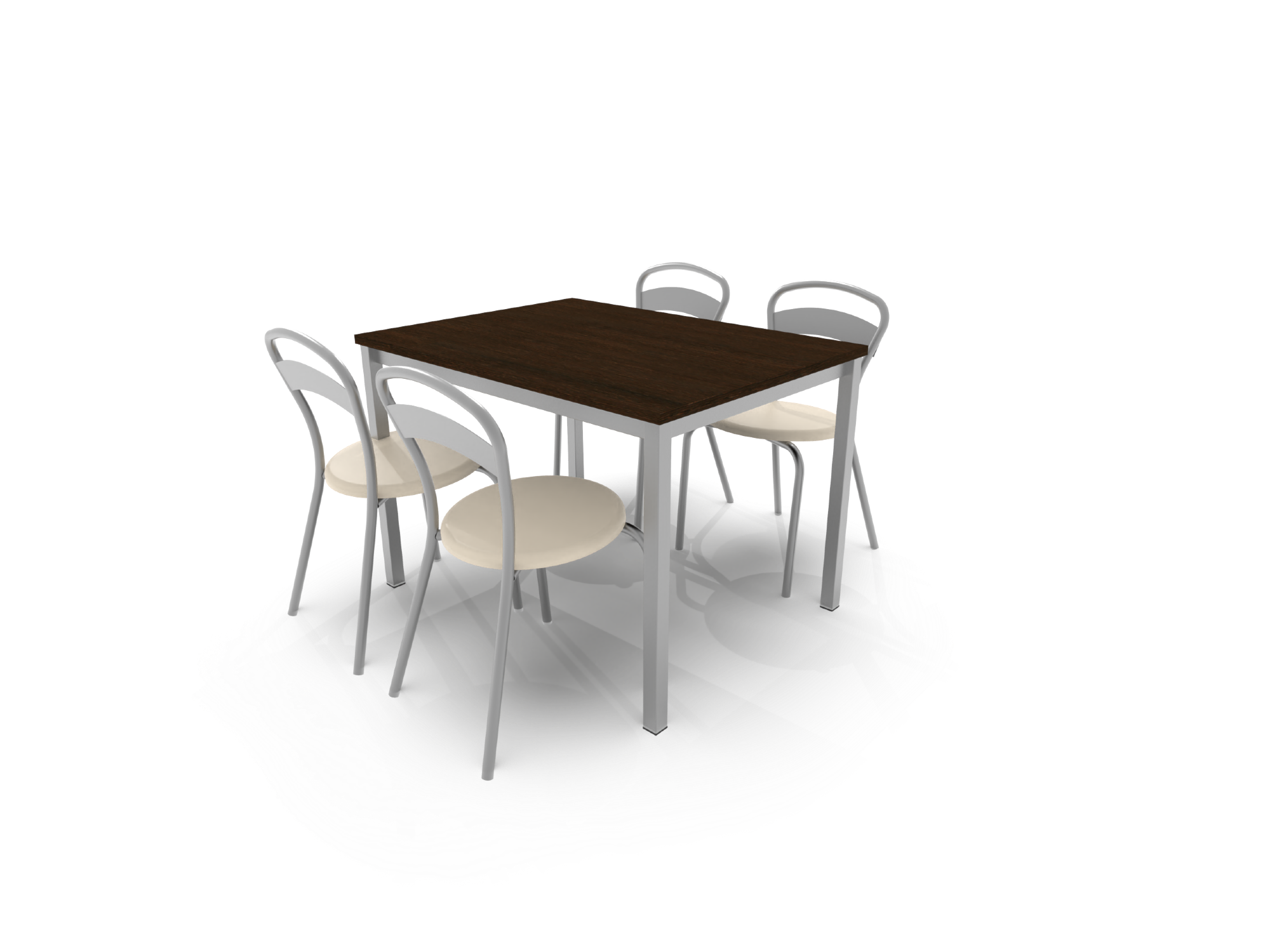 Mesa Canto Wengue 1.10 Mts + 4u Sillas Milano Blancas