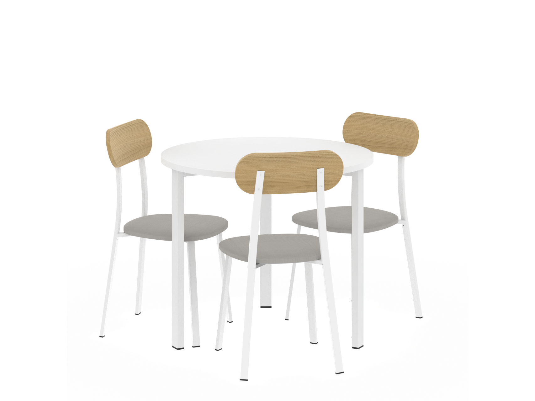 Mesa Redonda Milano Blanca 0.90 Mts + 3u Sillas Bolonia Blancas