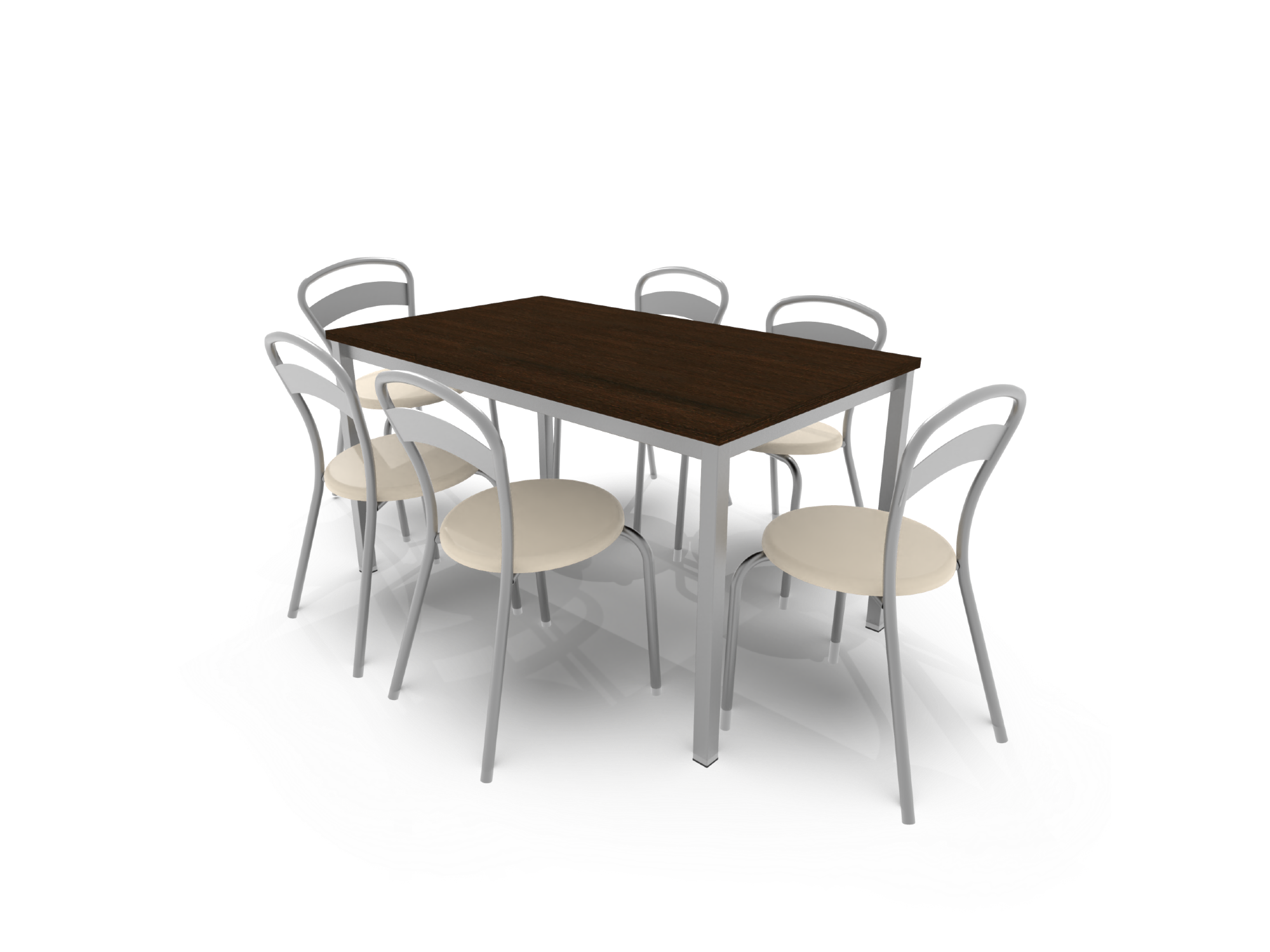 Mesa Canto Wengue 1.40 Mts + 6u Sillas Milano Blancas