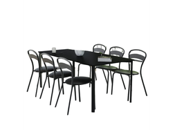 Mesa Milano Negra 1.30 Mts + 6u Sillas Milano Negras