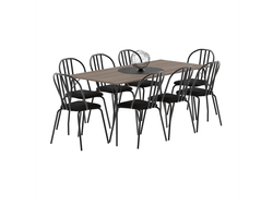 Mesa Brooklyn 0.85 Mts + 6u Sillas Brooklyn/Madison Negras