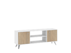 Rack De Tv Con 2 Puertas Escandinavo Blanco con Roble