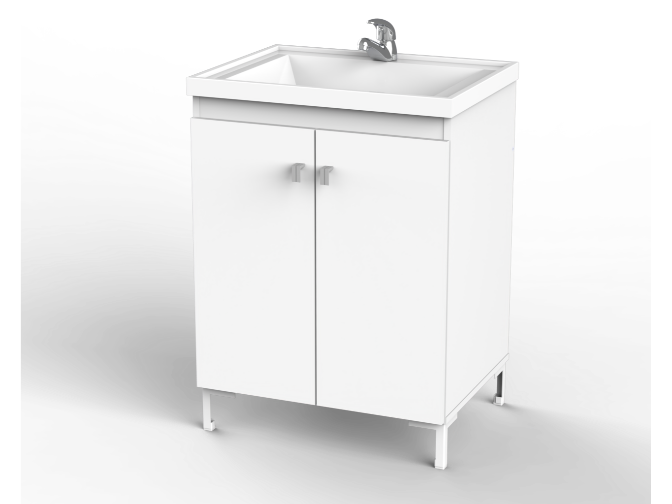 Vanitory Oslo 2 ptas con patas metal Blanco c/mesada