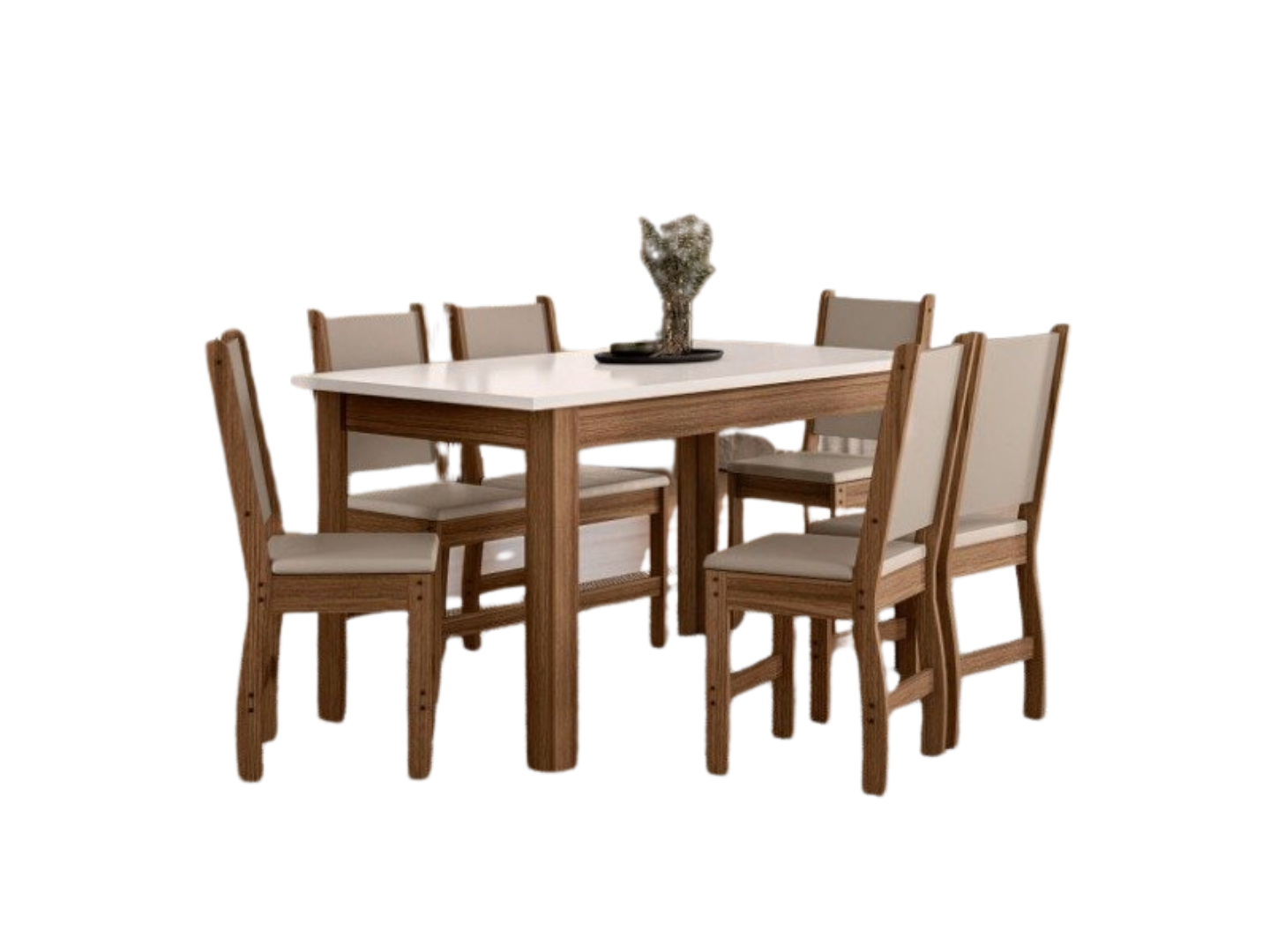 Mesa Bellagio 1.50Mts + 6 Sillas Clara (Carvalho/Off White)
