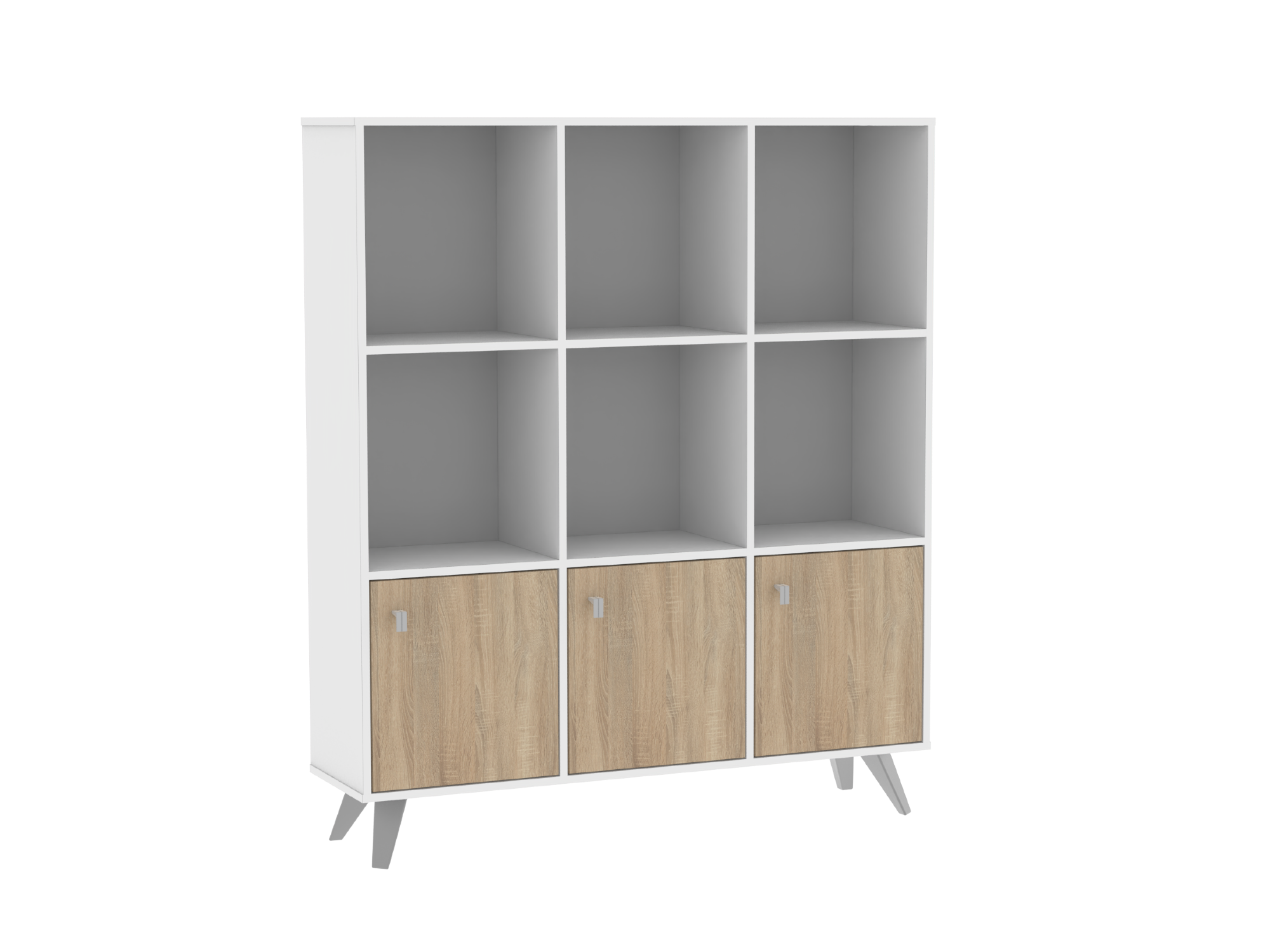 Modulo De 3 Cuerpos Y 3 Ptas Escandinavo Blanco con Roble