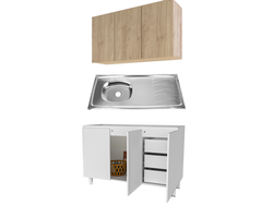 Combo Lux Bacha Lateral 1.20 Mts Blanco con Roble Kendal