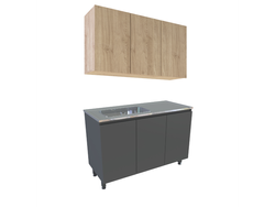 Combo Lux Bacha Lateral 1.20 Mts Gris Sombra con Roble Role Kendal