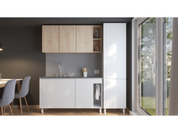 Combo Lux Bacha Lateral 1.40 Mts Blanco con Roble Kendal