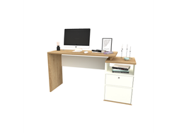 Escritorio 1 puerta + 1 cajon 1.50 Mts Roble Nebraska Natural / Blanco Laca