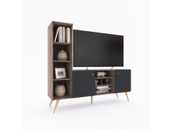 Rack con columna TV 55" 1.55 Mts Roble Nebraska Gris / Gris Sombra