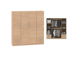 Placard 4 Ptas De Abrir, Estantes y 4 Cajones 1,73 Mt Roble Kendal