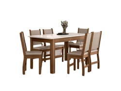 Mesa Bellagio 1.50Mts + 6 Sillas Clara (Carvalho/Off White)