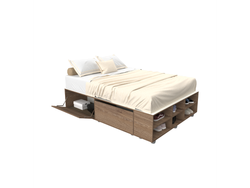 Box Cama 2 plazas Roble Davos Marron Trufa (1.40 x 1.90 Mts)