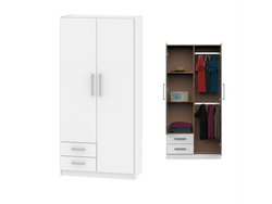 Placard 2 Ptas De Abrir, Estantes Y 2 Cajones 0,87 Mt Blanco