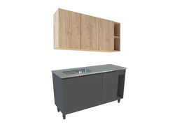 Combo Lux Bacha Lateral 1.40 Mts Gris Sombra con Roble Role Kendal