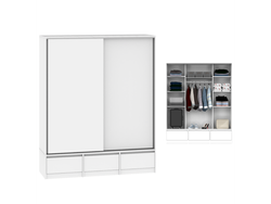 Placard 2 Puertas Corredizas 3 Cajones Externos 1,80 Mt Blanco