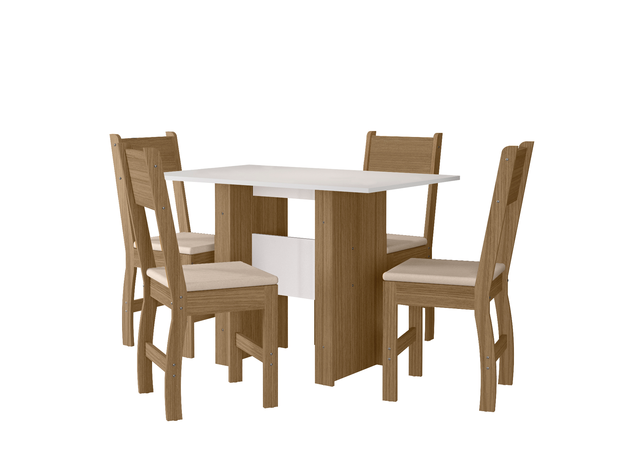 Mesa Milano 1.10Mts + 4 Sillas Milano (Carvalho/Off White)