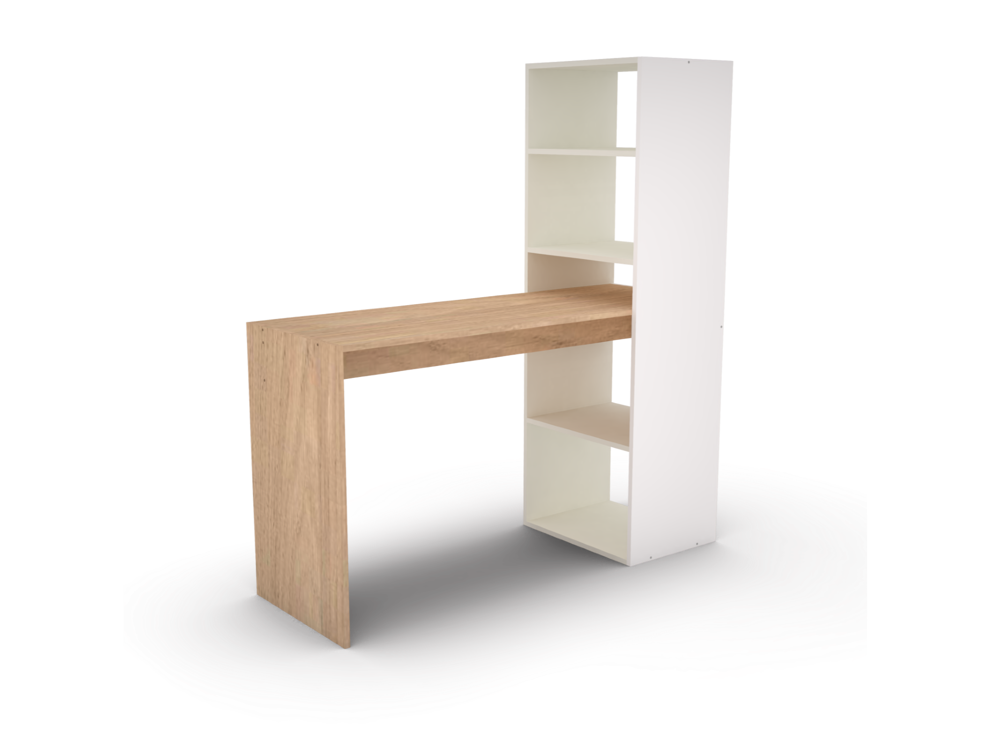 Escritorio Moderno Con Biblioteca Blanco c/ Roble