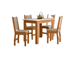Mesa Bellagio 1.10Mts + 4 Sillas Clara (Freijo/Off White)