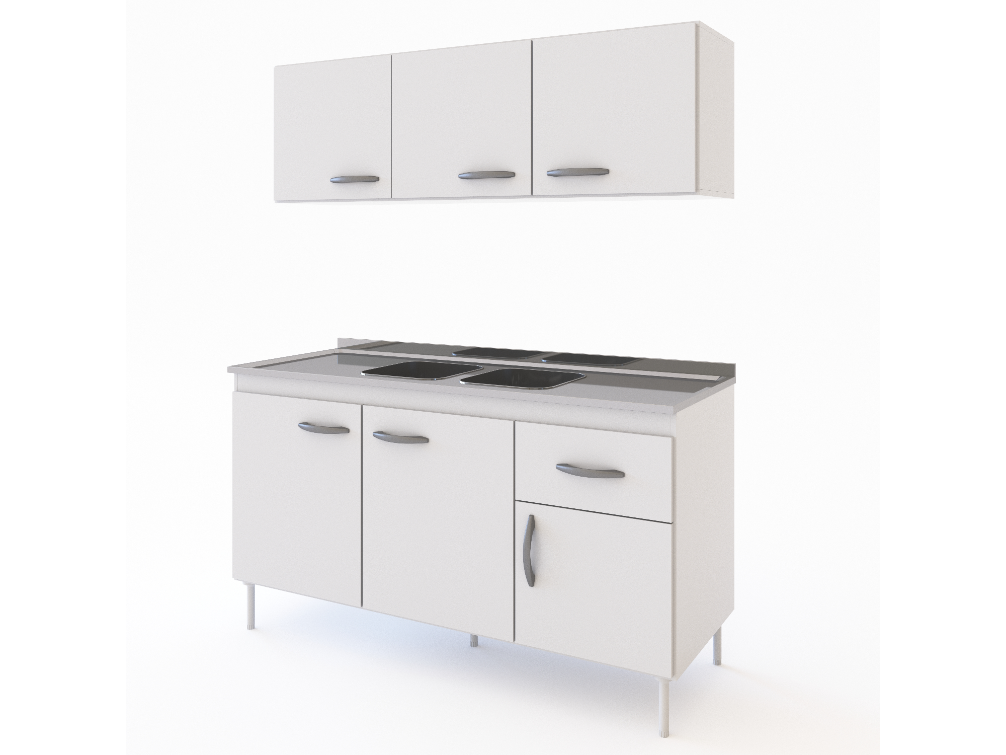 Combo Doble Bacha 1.40 Mts Blanco Delos