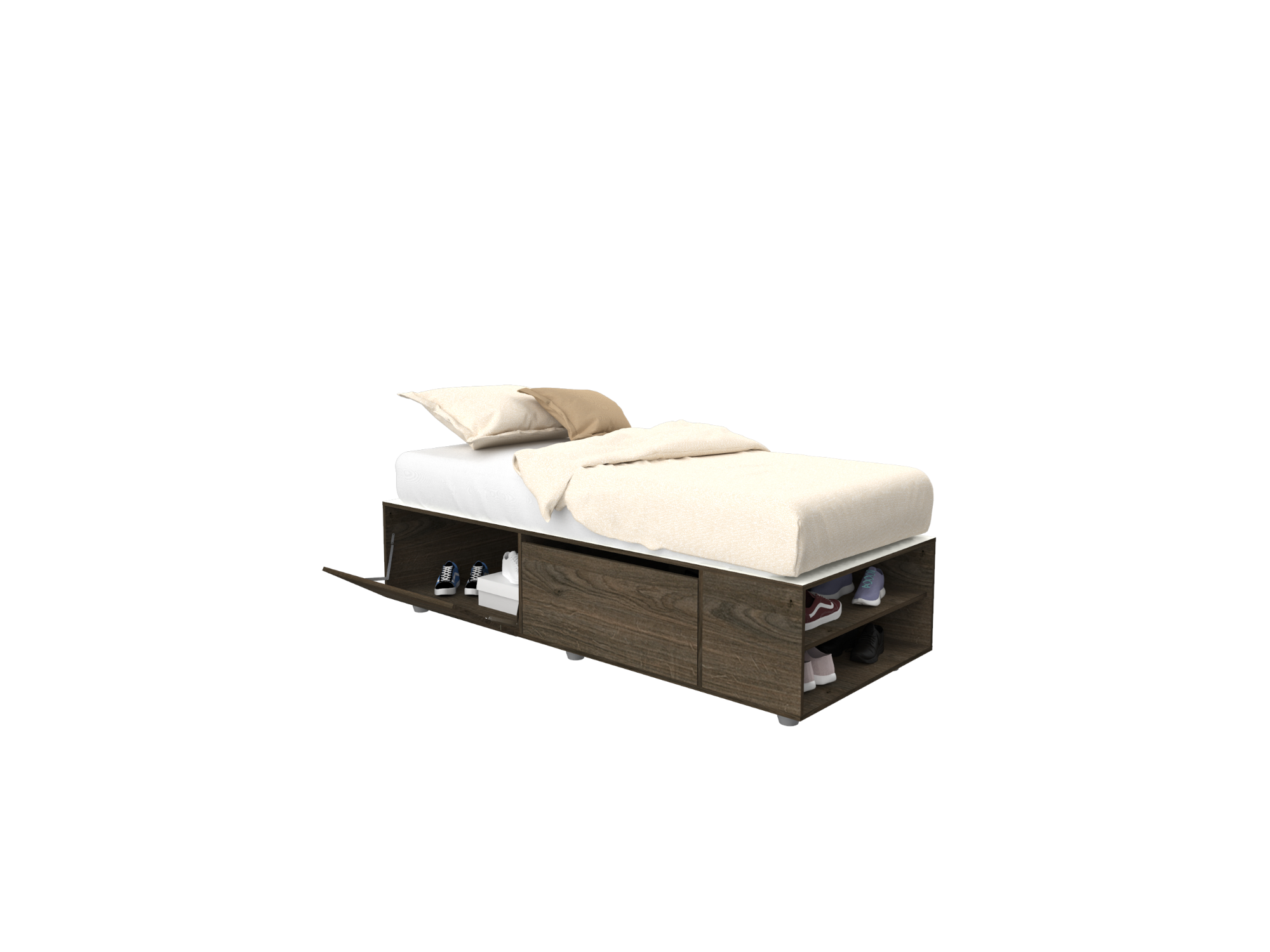 Box Cama 1 plaza Roble Denver Grafito (0.80 x 1.90 Mts)