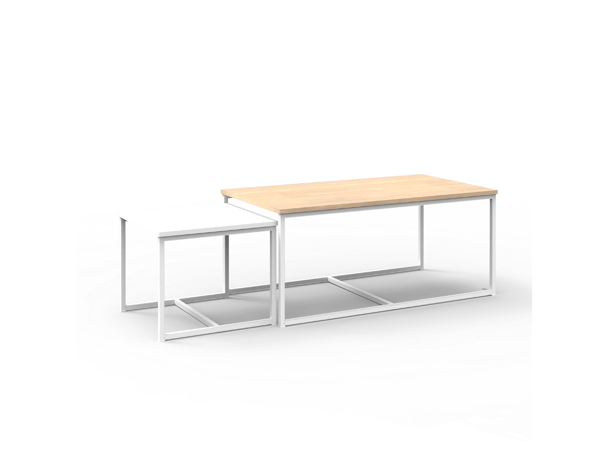 Set Mesas Aux. Caño Blanco Mesa Grande Roble-Mesa chica Bl