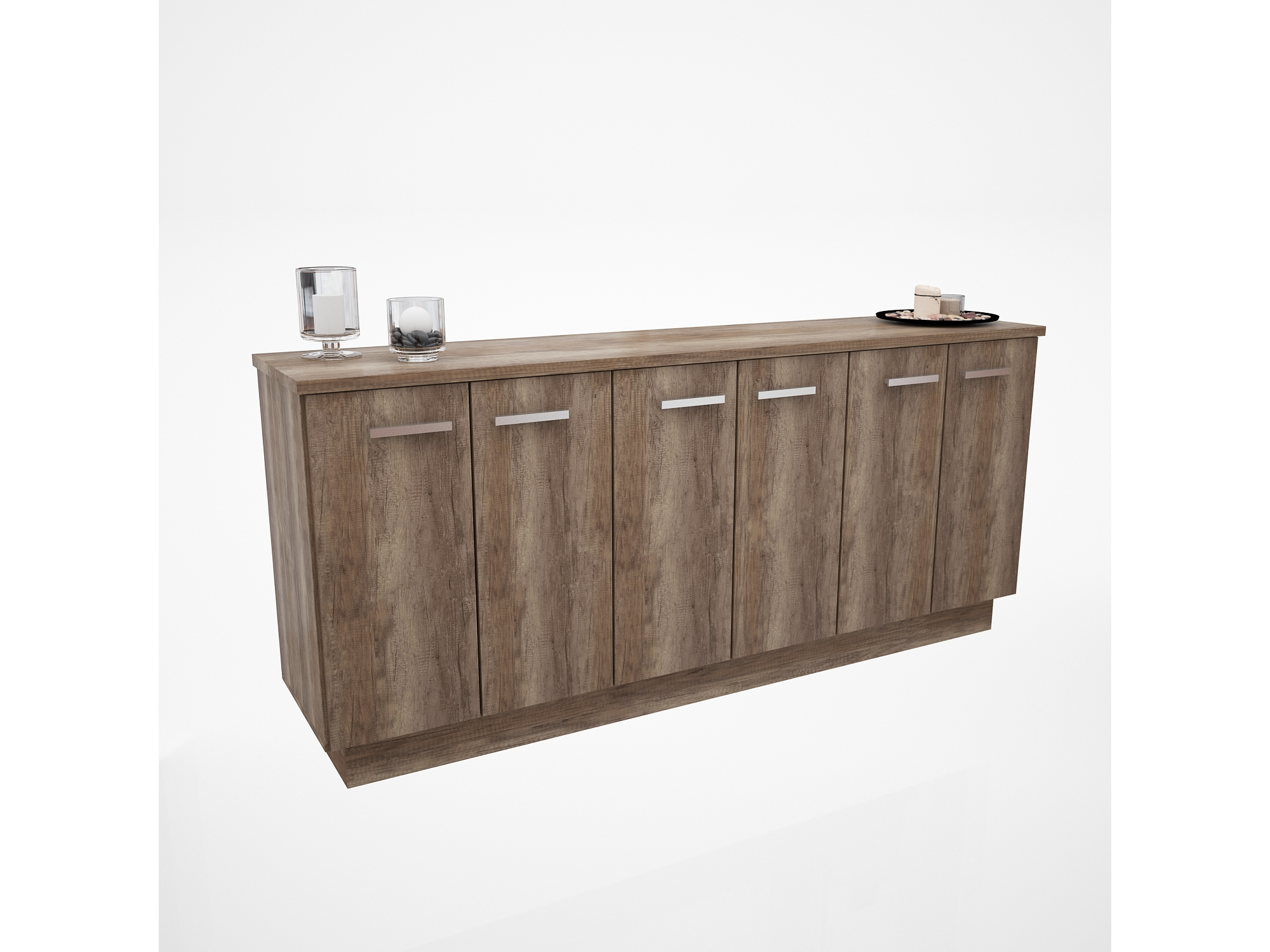 Bahiut 6 puertas 1.80 Mts Roble Nebraska Gris