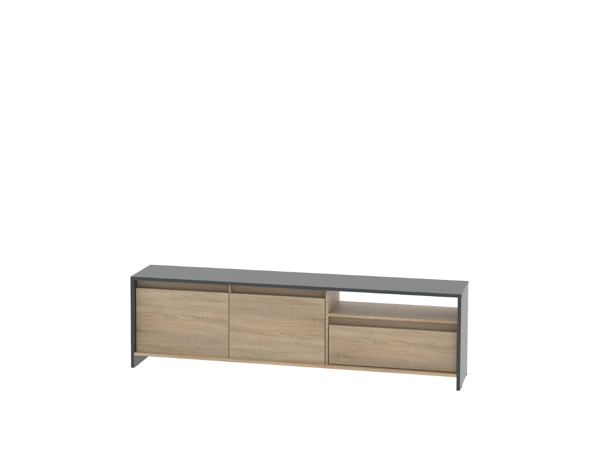 Rack TV NIZA con Cajon 1,80Mt Gris - Roble Kendal