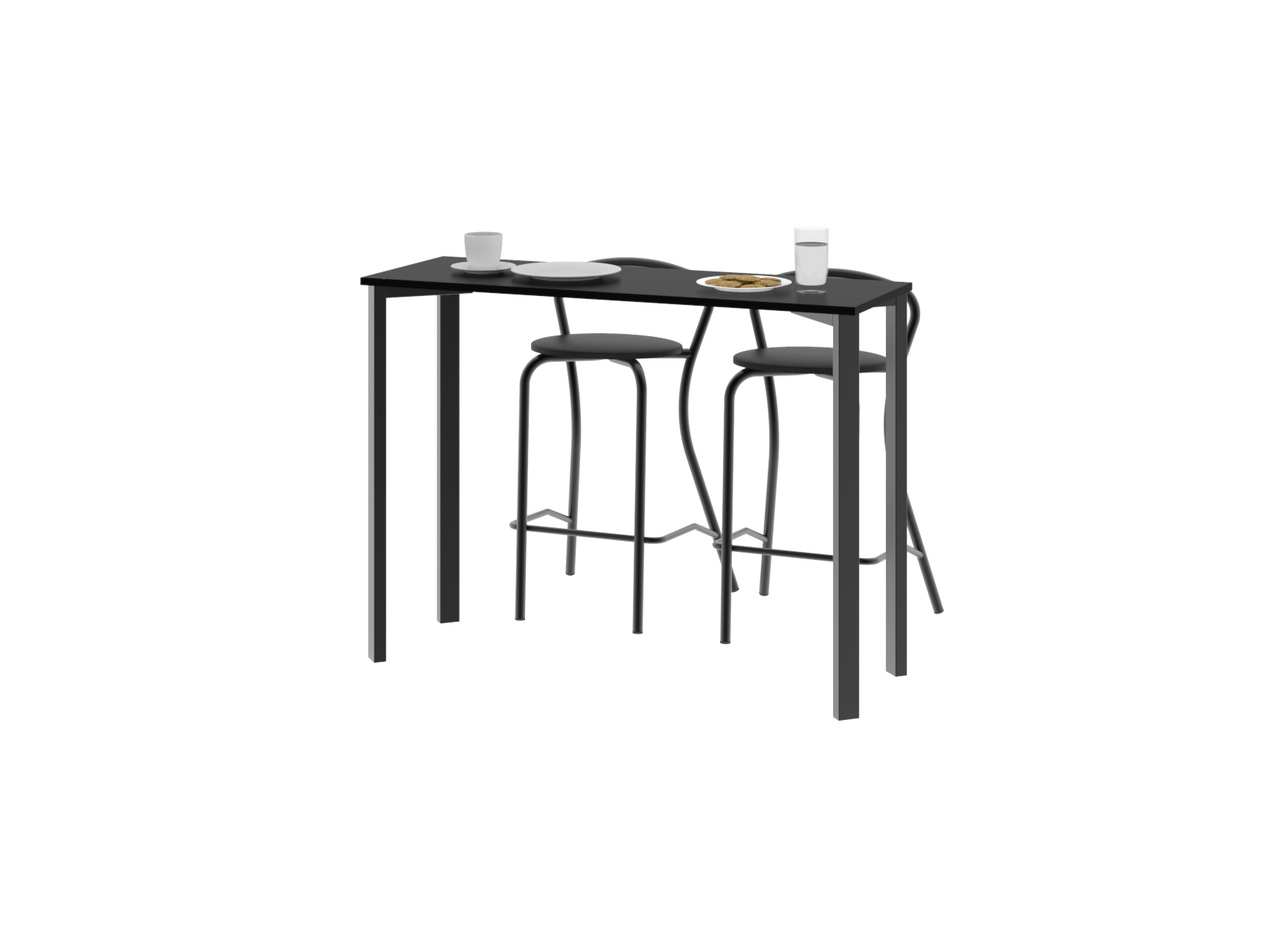 Barra Milano Negra + 2u Banquetas Milano Negras