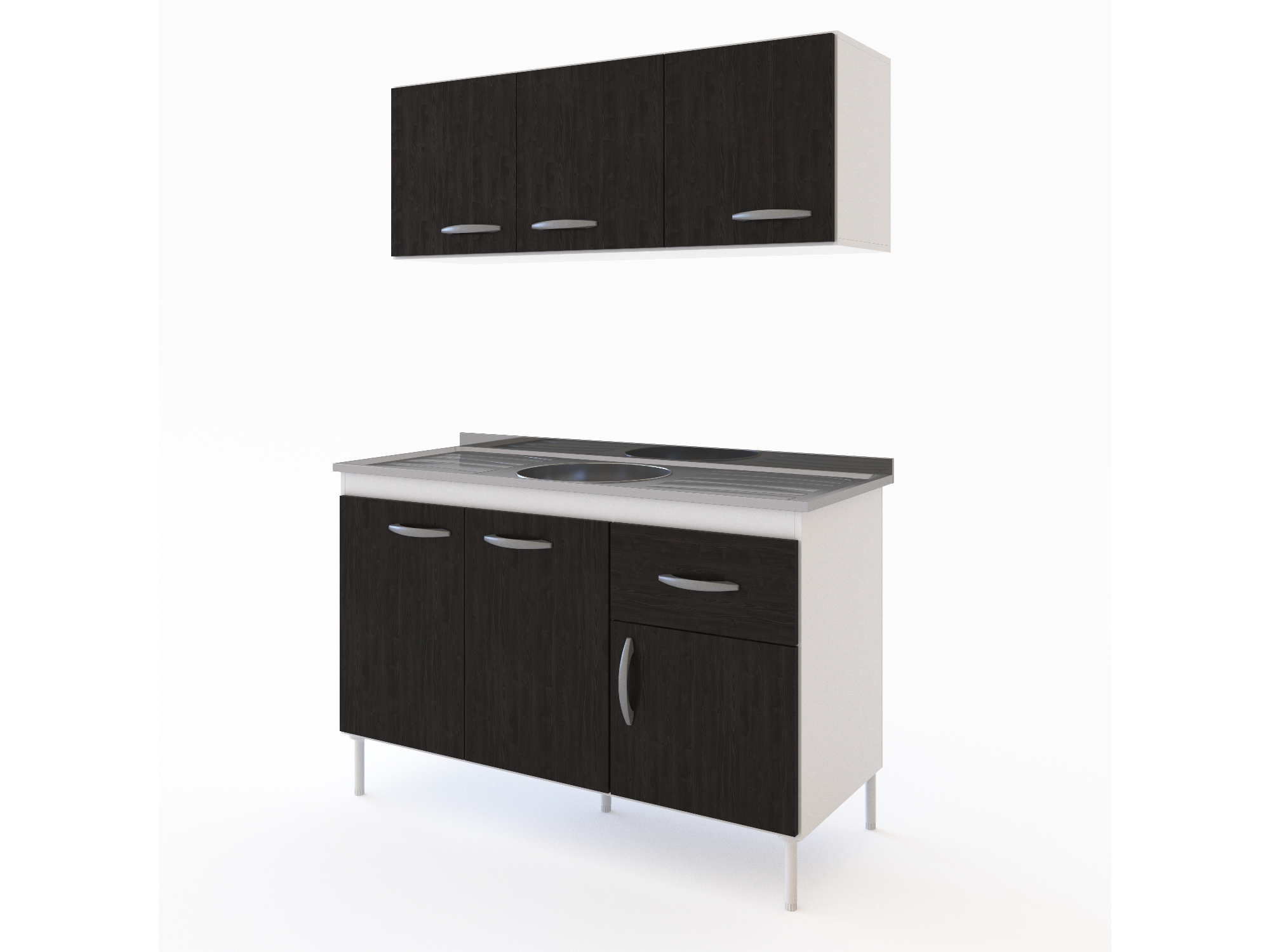 Combo Bacha Central 1.20 Mts Termo Negro Delos