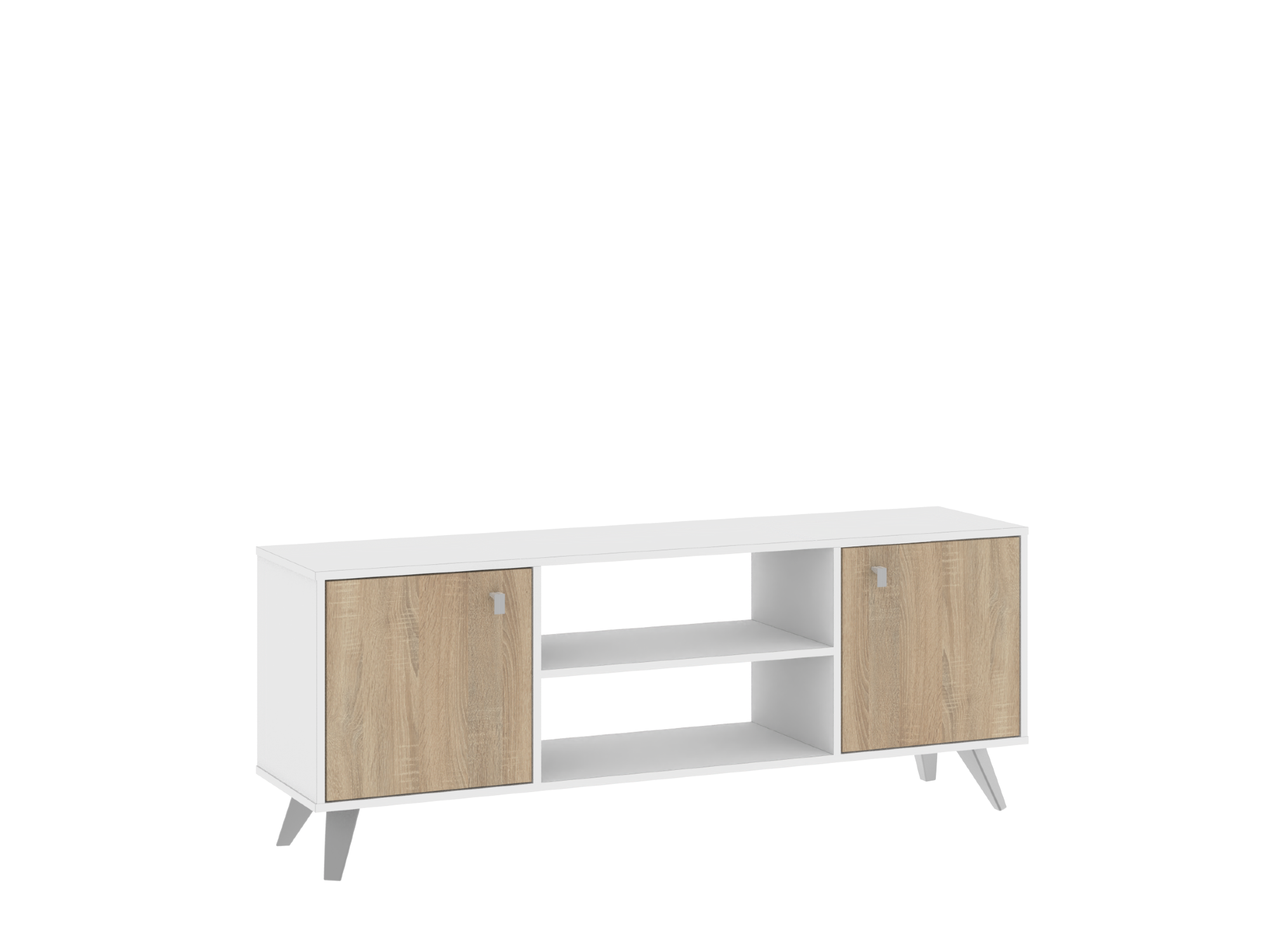 Rack De Tv Con 2 Puertas Escandinavo Blanco con Roble