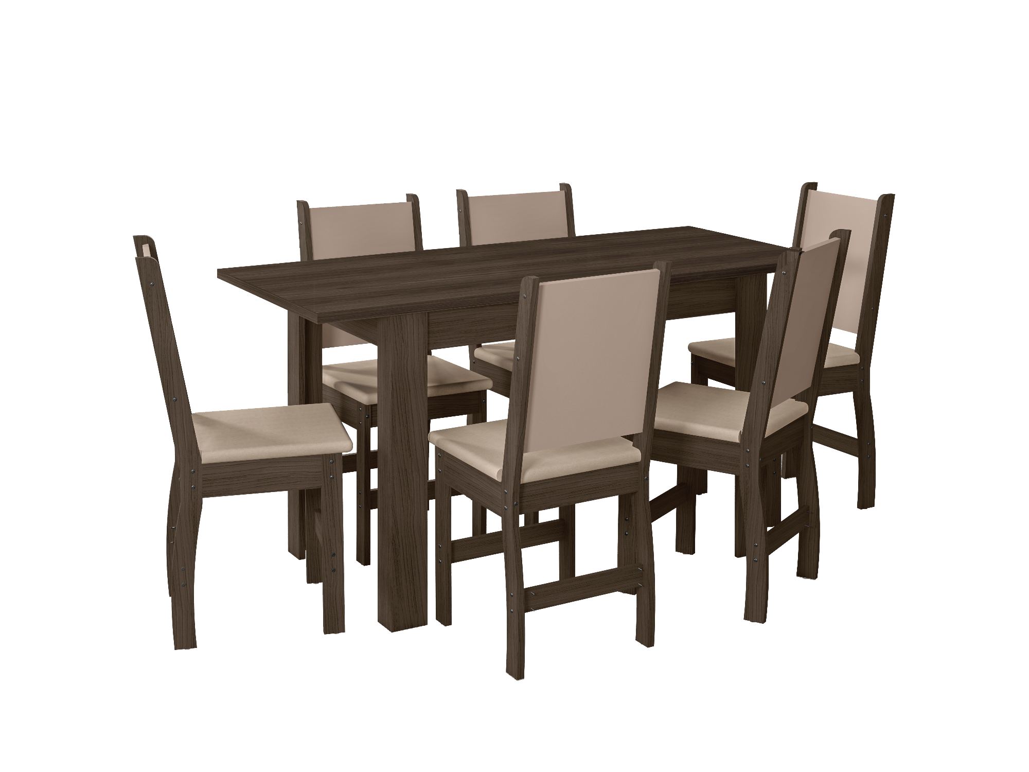 Mesa Bellagio 1.50Mts + 6 Sillas Clara (Amendoa)